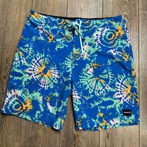 Hurley Phantom Weekender Mens Blue Tie Dye Board Shorts Swim Trunks Size 33